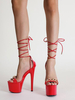 Femmes Sandales High Heel Sandales Stiletto Heel Pu en cuir rouge à lacets rouge à talons
