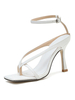 Femmes Sandales Talon aiguille Chic Thong Toe Sandales Blanc Cheville Strap Sandales