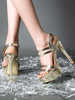 Femmes Sandales Talon aiguille Sandales Sangle réglable Bout rond Or clair Plateforme Sandales sexy