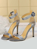 Femmes Sandales Talon aiguille Strass Sandales Chic Bout ouvert Sandales Argent