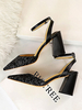 Femmes Sandales Talon Chunky Sangle Élégante Sandales Réglables Bout Pointu Or Clair Brides À La Cheville Sexy Chaussures