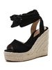 Femmes Sandales Talon compensé Chic Peep Toe Espadrilles Cheville Strap Wedge Sandales