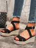 Femmes Sandales talon compensé Sandales Sillonnez noir Sandales compensées