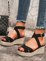 Femmes Sandales talon compensé Sandales Sillonnez noir Sandales compensées