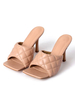 Femmes Sandales Talons Nude Motif Plaid Talon Aiguille Pantoufles En Cuir Synthétique