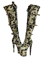 Femmes Sexy Bottes À Talons Hauts Bout Rond Fermeture À Glissière Détails En Métal Géométrique Talon Aiguille Rave Club Cuisse Bottes Vertes Sur Les Bottes Au Genou