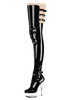 Femmes Sexy Bottes À Talons Hauts Transparent Bout Rond Fermeture À Glissière Détails En Métal Géométrique Talon Aiguille Rave Club Cuissardes Bottes Au-dessus Du Genou