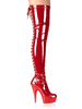 Femmes Sexy bottes bout rond à lacets fermeture éclair talon aiguille Rave Club Ture rouge cuissardes sur les bottes au genou