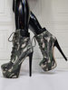 Femmes Sexy bottes bout rond sans lacet talon aiguille Rave Club vert cuissardes sur les bottes au genou