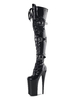 Femmes Sexy Bottes Bout Rond Zipper Zipper Talon Aiguille Rave Club Noir Cuissardes Bottes