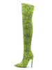 Femmes Sexy Bottes Cuissardes Plus La Taille Sur Les Bottes Au Genou Vert Pointu Imprimé Serpent Serpent 4.7
