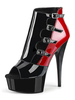 Femmes Sexy Bottes Peep Toe T-Type Bandage Boucle Illustration Talon Aiguille Rave Club Cuisse Haute Noir Sur Le Genou Bottes