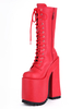 Femmes Sexy Chaussures Rouge Plate-Forme Dentelle Up High Heels Booties