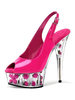 Femmes Sexy Sandales À Talons Rose PU Cuir Peep Toe Talon Aiguille Slingback Talons