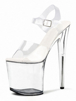 Femmes Sexy Sandales Blanc PVC Haut Bout Ouvert Talon Aiguille Ciel Talon Haut Bride À La Cheville Talons