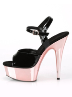 Femmes Sexy Sandales Blond Synthétique Cuir Peep Toe Cheville Strap Sandals