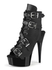 Femmes Sexy Sandales En Cuir PU Noir Peep Toe Talon Cône Bottines À Talons Hauts