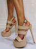 Femmes Sexy Sandales Light Apricot PU Cuir Bout Ouvert Talons Aiguilles