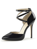 Femmes sexy sandales noir Synthétique cuir bout pointu cheville croix sangle chaussures sexy
