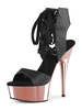 Femmes Sexy Sandales Noir Synthétique En Cuir Peep Toe Cheville Tie Platform Sexy Sandales