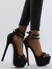 Femmes Sexy Sandales Plateforme Cheville Sangle 6.7 "Talon Aiguille Croco Imprimer Chaussures Pour Rave Club