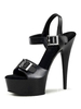 Femmes Sexy Sandales Plateforme Noire Bout Ouvert Boucle Détail Stiletto Talon Haut Sandale Chaussures