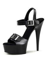 Femmes Sexy Sandales Plateforme Noire Bout Ouvert Boucle Détail Stiletto Talon Haut Sandale Chaussures