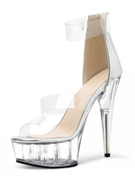Femmes Sexy Sandales Pour Femmes Argent PU Cuir Peep Toe Talon Aiguille Bride À La Cheville Talons