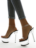 Femmes Sexy Sandales Transparent PVC Bout Carré Supérieur Talon Haut Sangle De Cheville Talons