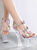 Femmes Sexy Sandales Transparent Synthétique Cuir Carré Orteil Papillon Sexy Plateforme Sandales