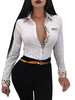 Femmes Sexy Shirt Manches longues à manches longues en coton à manches longues
