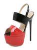 Femmes Sexy Slingback Sandales En Cuir Verni Noir Peep Toe Sky Sandales À Talons Hauts