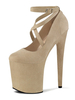Femmes Sexy talons hauts abricot bout rond boucle Sexy talon aiguille ciel talon haut bride à la cheville talons