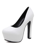 Femmes Sexy Talons Hauts Blanc Amande Toe Synthétique En Cuir Talon Chunky Chaussures Sexy