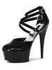 Femmes Sexy Talons Hauts Boucle Talon Aiguille En Cuir PU Noir Escarpins Bride À La Cheville Talons