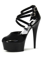 Femmes Sexy Talons Hauts Boucle Talon Aiguille En Cuir PU Noir Escarpins Bride À La Cheville Talons