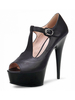 Femmes Sexy Talons Hauts Boucle Talon Aiguille PU Cuir T-Type Bandage Pompes