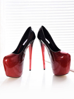Femmes Sexy Talons Hauts Bout Carré Rouge Ombre Stiletto Sexy Pompes