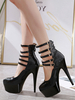 Femmes Sexy talons hauts noir bout rond boucle Sexy talon aiguille ciel talon haut bride à la cheville talons