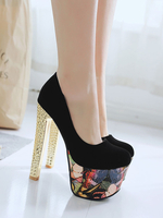 Femmes Sexy Talons Hauts Noir Bout Rond Chaussures Sexy