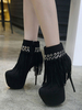 Femmes Sexy talons hauts noir bout rond en cuir suédé supérieur talon aiguille sexy