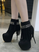 Femmes Sexy talons hauts noir bout rond en cuir suédé supérieur talon aiguille sexy