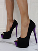 Femmes Sexy Talons Hauts Noir Peep Toe Talon Aiguille Micro Suede Sexy Talons Hauts