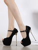Femmes Sexy Talons Hauts Noir Polyuréthane Peep Toe Talon Aiguille Sexy Chaussures