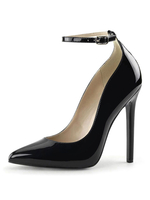 Femmes sexy talons hauts sangle de cheville noir bout pointu paillettes chaussures de pompe sexy