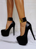 Femmes Sexy Talons Hauts Talon Aiguille En Cuir PU Escarpins Noir Cheville Bride Talons