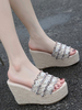 Femmes Slide Sandals Cane Open Toe Flatform Wedge Sandal Pantoufles