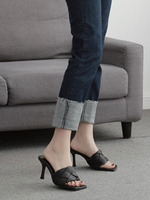 Femmes Slides Sandales Black Open Toe High Heel Sandal Shoes