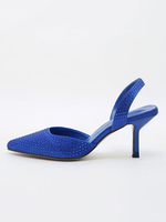 Femmes Slingback Talons Strass Talon Aiguille Pointu Escarpins Textile Talons Slingback