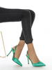 Femmes Slingback Talons Talon Aiguille Bout Pointu Escarpins En Satin Vert
